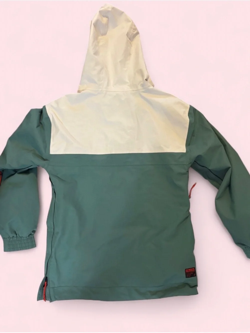 Volcom Kids' Green and Cream Hooded Pullover Rain Jacket